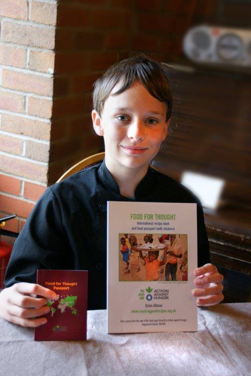 Dylan with Food for Thought cookbook